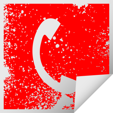 Bir insan tarafından çizilmiş bir telefon ahizesinin sıkıntılı kare soyma etiketi.