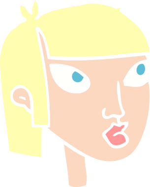 Bir insan tarafından çizilmiş kadın yüzünün düz renk çizimi