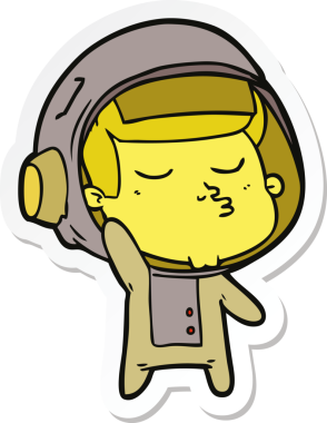 Bir insan tarafından çizilmiş kendine güvenen bir astronotun çıkartması.