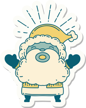 Bir insan tarafından çizilmiş dövme stili Noel Baba karakterinin çıkartması.