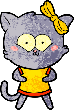 Bir insan tarafından çizilmiş çizgi film kedisi.