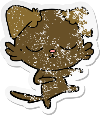 Bir insan tarafından çizilmiş şirin bir köpeğin sıkıntılı çıkartması.