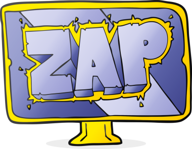 Bir insan tarafından çizilmiş serbest çizim karikatür zap ekranı