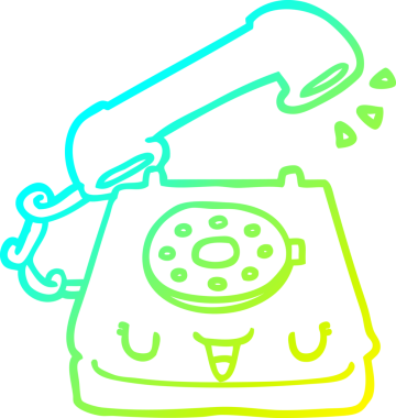 Soğuk gradyan çizgisi bir insan tarafından çizilmiş şirin bir çizgi telefon çizimi.