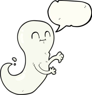 Bir insan tarafından çizilmiş serbest konuşma balonu çizgi film hayaleti.