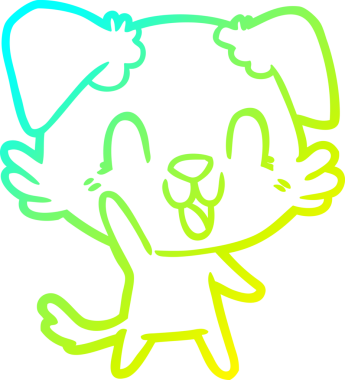 Bir insan tarafından çizilmiş gülen çizgi film köpeğinin soğuk çizgisi.