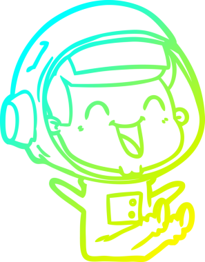 Bir insan tarafından çizilmiş mutlu bir astronotun soğuk gradyan çizimi.