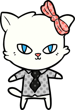 Bir insan tarafından çizilmiş sevimli çizgi kedi patronu.