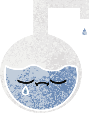 Bir insan tarafından çizilmiş bilimsel bir deneyin retro çizim tarzı karikatürü