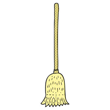 Bir insan tarafından çizilmiş karikatür süpürme fırçası.