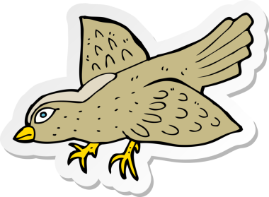 Bir insan tarafından çizilmiş çizgi film kuşunun çıkartması.