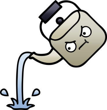 Bir insan tarafından çizilmiş gölgelenmiş çaydanlık karikatürü.