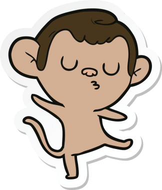 Bir insan tarafından çizilmiş çizgi film maymununun çıkartması.