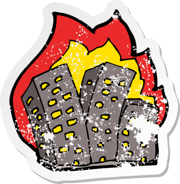 Bir insan tarafından çizilmiş yanan bir karikatürün gerilimli yapıştırması.