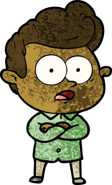 Bir insan tarafından çizilmiş çizgi film bakışlı adam.