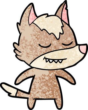 Bir insan tarafından çizilmiş dost canlısı bir kurt.