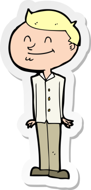 Bir insan tarafından çizilmiş gülümseyen bir çizgi film çıkartması.