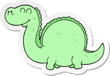 Bir insan tarafından çizilmiş bir dinozorun çıkartması.