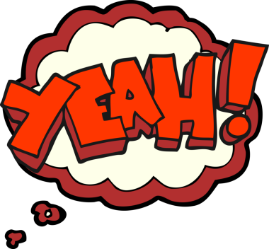 Evet! Bir insan tarafından çizilmiş serbest çizilmiş düşünce balonu karikatürü.