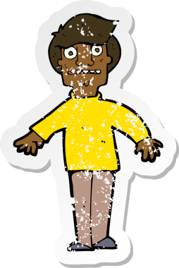 Bir insan tarafından çizilmiş bir karikatürün gerilimli çıkartması.