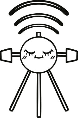 Bir insan tarafından çizilmiş bir uydu karikatürü.