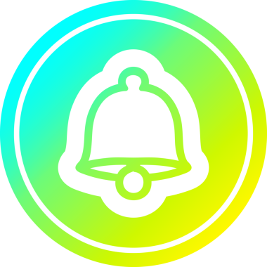 Bir insan tarafından çizilmiş havalı gradyan çizgili eski bir çan dairesel simgesi