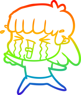 Gökkuşağı gradyan çizgi çizimi Bir insan tarafından çizilmiş gözyaşları içinde bir çizgi kadın