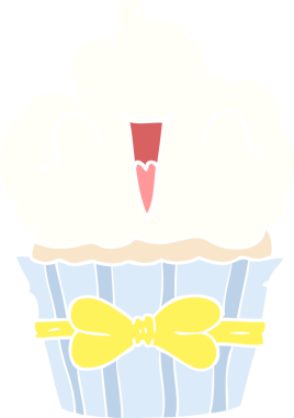 Bir insan tarafından çizilmiş mutlu düz renkli çizgi film keki.