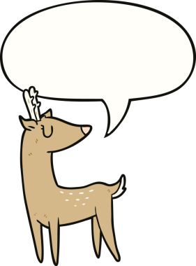 Bir insan tarafından çizilmiş konuşma balonlu çizgi film geyiği.