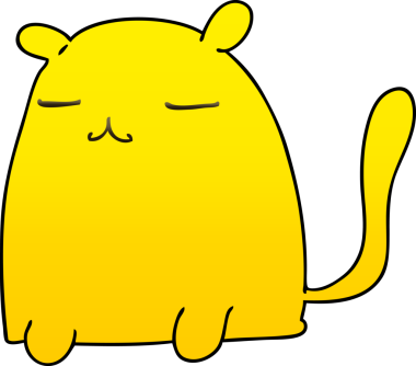 bir insan tarafından çizilmiş gölgelenmiş garip çizgi film kedisi.