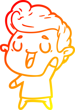 Bir insan tarafından çizilmiş mutlu bir çizgi film karakteri çizimi.