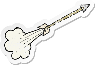 Bir insan tarafından çizilmiş uçan bir okun gerilimli çıkartması.