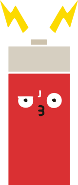 Bir insan tarafından çizilmiş düz renk retro pili.