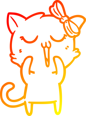 Bir insan tarafından çizilmiş çizgi film kedisinin sıcak çizgi çizimi