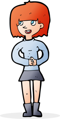 Bir insan tarafından çizilmiş karikatür dostu kadın.