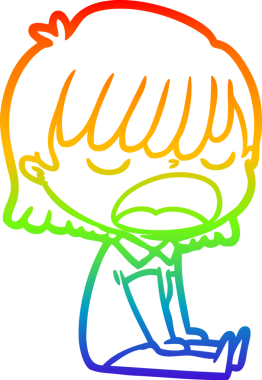 Gökkuşağı gradyan çizgi çizimi Bir insan tarafından yüksek sesle çizilen bir kadın karikatürü