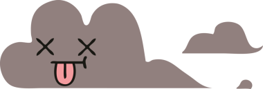 Bir insan tarafından çizilmiş bir fırtına bulutunun düz renkli retro karikatürü