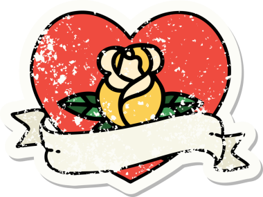 Bir insan tarafından çizilmiş, geleneksel bir kalp dövmesi, gül ve bayrak şeklinde.