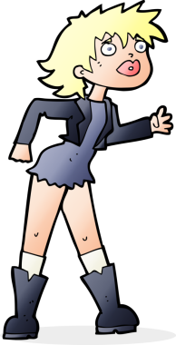 Bir insan tarafından çizilmiş deri ceketli kız.