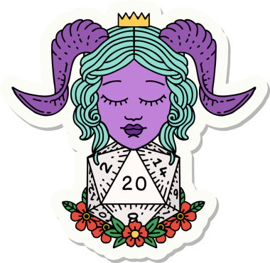 Bir insan tarafından çizilmiş doğal 20 d20 zarlı bir yapıştırma.