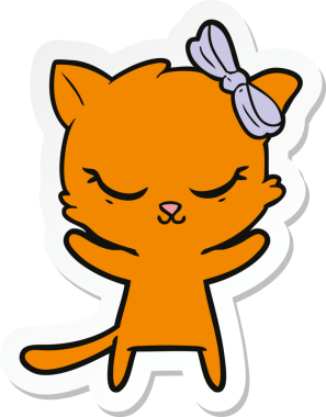 Bir insan tarafından çizilmiş şirin bir çizgi film kedisinin çıkartması.