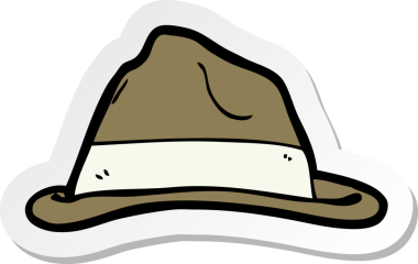 Bir insan tarafından çizilmiş bir çizgi film şapkasının çıkartması.