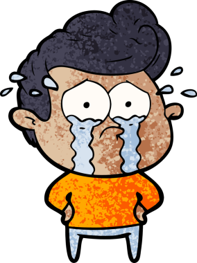 Bir insan tarafından çizilmiş ağlayan bir karikatür.