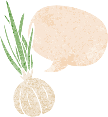 grunge 'da konuşma baloncuğu olan karikatür sarımsağı bir insan tarafından çizilmiş tedirgin edilmiş eski tarz.