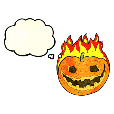 Bir insan tarafından çizilmiş düşünce baloncuklu garip balkabağı.