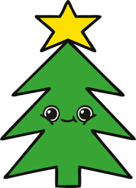 Bir insan tarafından çizilmiş güzel bir Noel ağacı karikatürü.