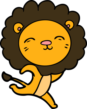 Bir insan tarafından çizilmiş çizgi film aslanı.