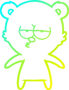 Sıkılmış bir ayı karikatürünün insan tarafından çizilmiş soğuk gradyan çizgisi