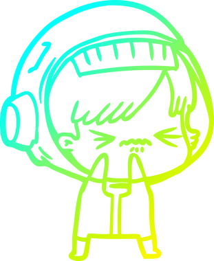 Bir insan tarafından çizilmiş soğuk gradyan çizgili astronot kadın çizimi.