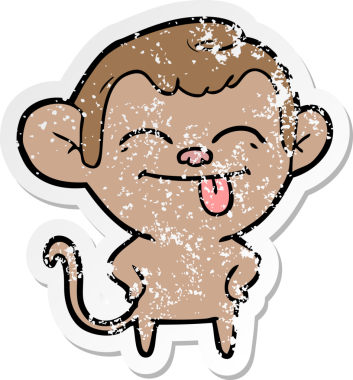 Bir insan tarafından çizilmiş komik bir maymunun sıkıntılı çıkartması.